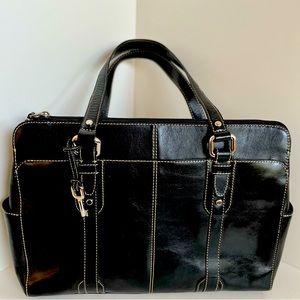 Fossil Black Leather Briefcase.
